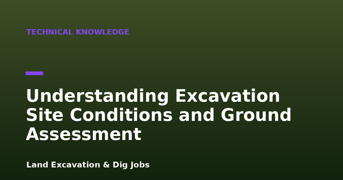 Understanding Excavation Site Conditions and Ground Assessment